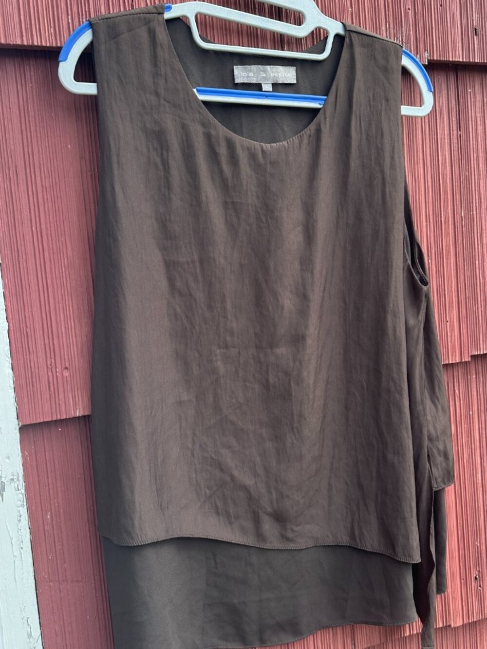 NEW Classic and Beautiful Lola & Sophie layered Sleeveless Tank in Brown L